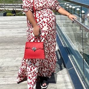 Red studded Jelly Bag PVC Bag Red Rivet Hand-Carrying Shoulder Messenger Bag